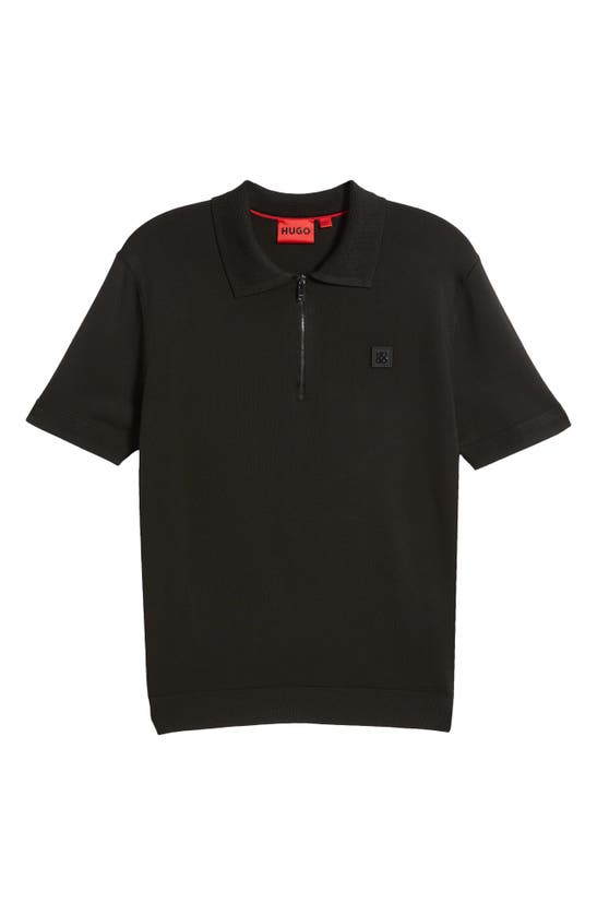 Shop Hugo Sayfong Quarter Zip Sweater Polo In Black