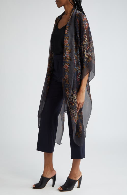 Shop Etro Paisley Sheer Silk Ruana In Print Black