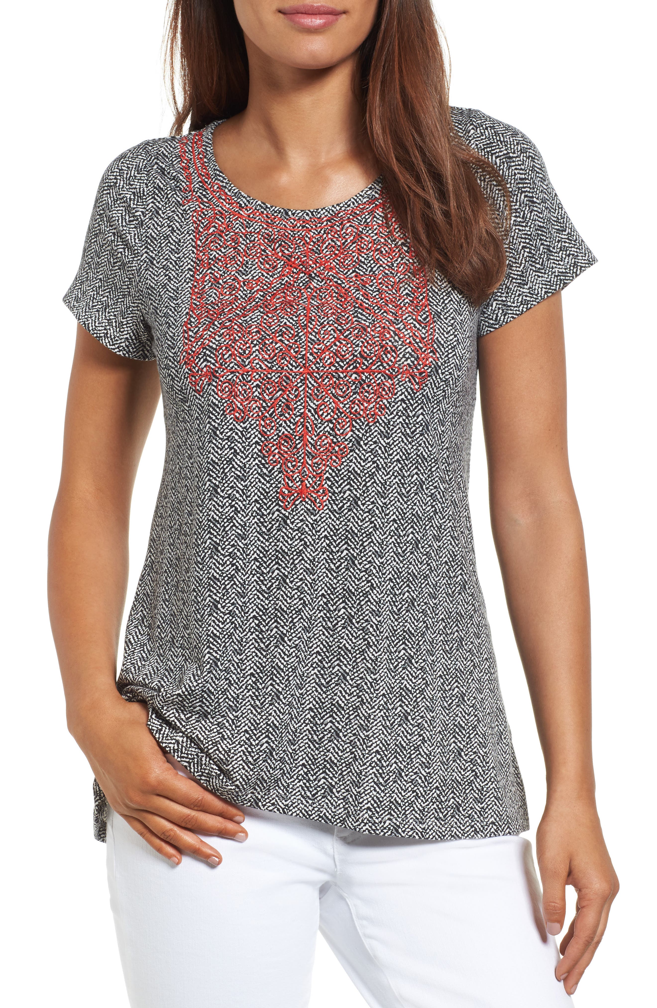 THML Embroidered Knit Top Nordstrom