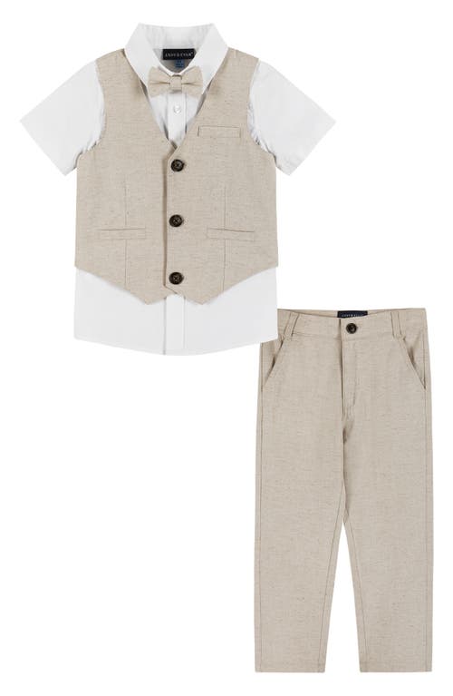 Andy & Evan Kids' Button-Up Shirt, Vest, Bow Tie & Pants Set in Beige 