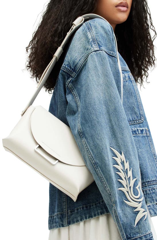 Shop Allsaints Celeste Leather Crossbody Bag In Desert White