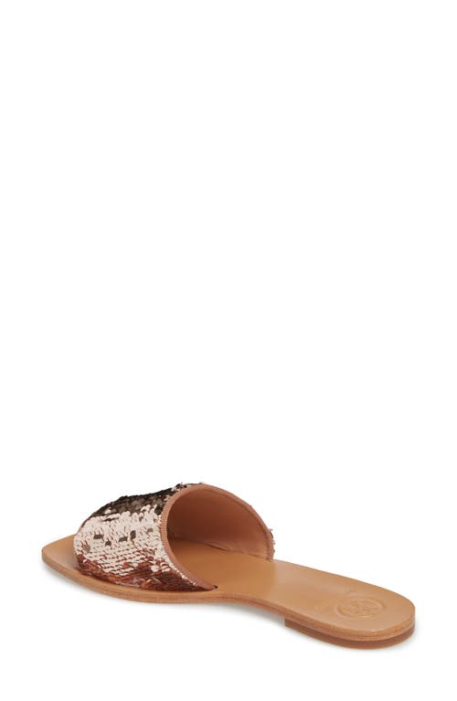 Shop Tory Burch Carter Sequin Slide Sandal In Rose Gold/perfect Blush