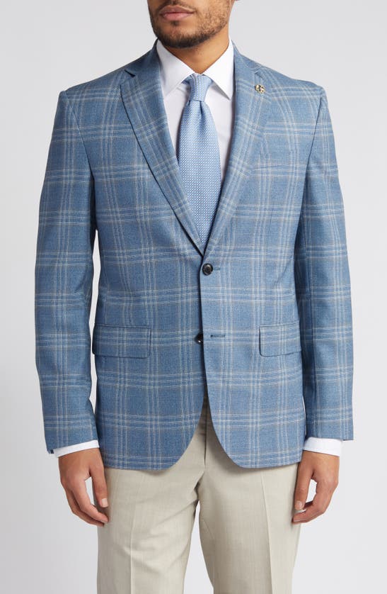Ted Baker Karl Slim Fit Soft Constructed Plaid Wool Sport Coat In Light Blue