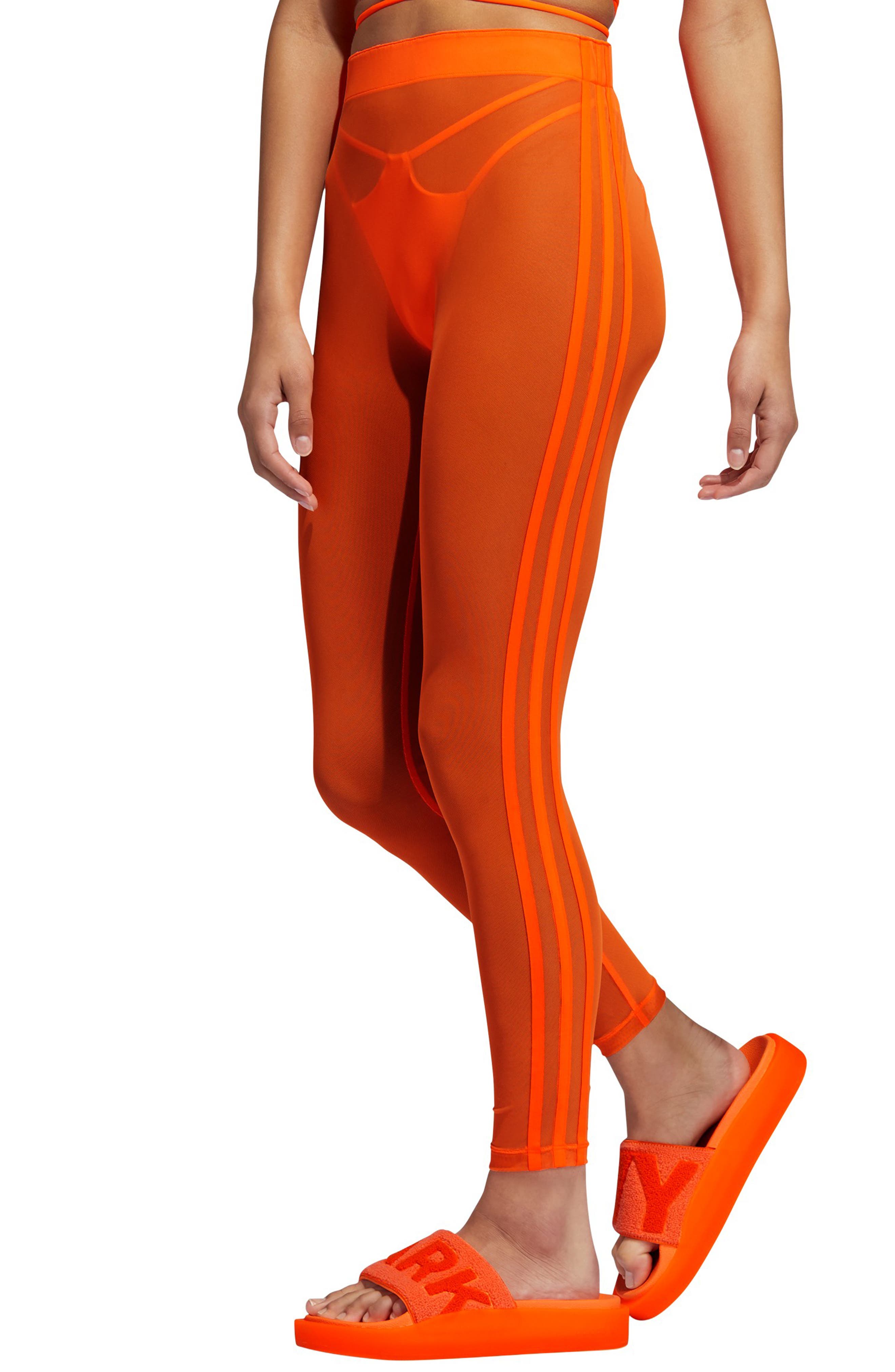 Adidas X Ivy Park Sheer Cover-up Leggings In Solar Orange/ White | ModeSens