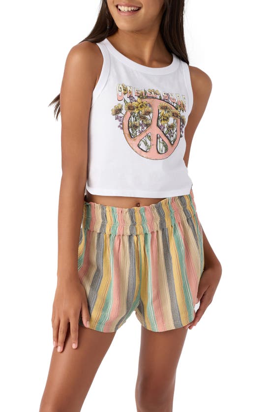 Shop O'neill Kids' Gabi Stripe Shorts In Yellow Multi Colored