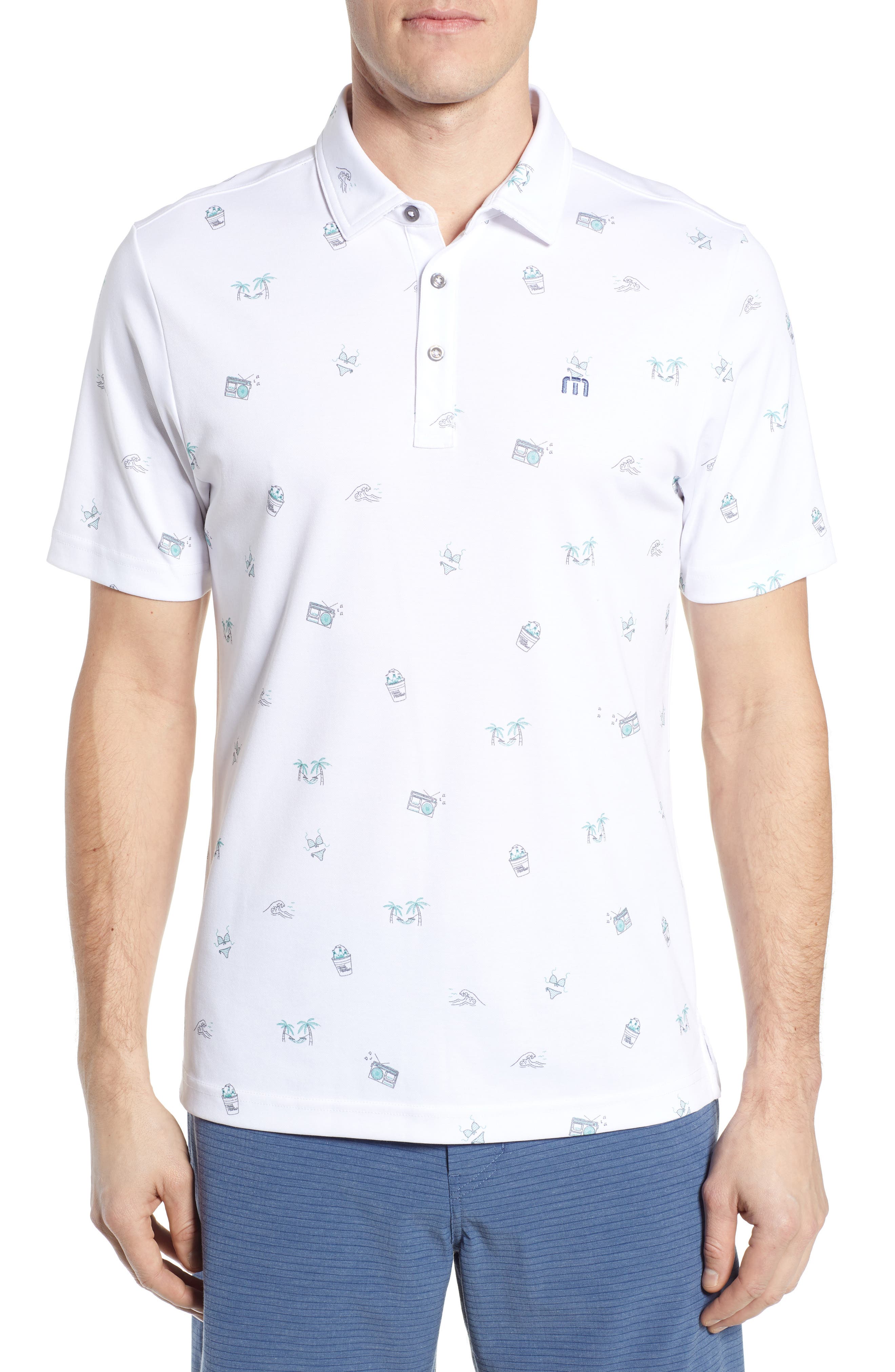 Travismathew Loose Caboose Regular Fit Performance Polo, White