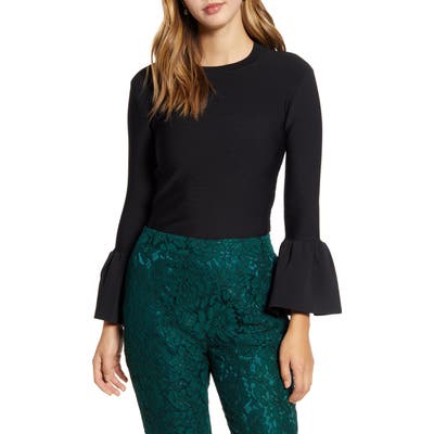 Rachel Parcell Exaggerated Bell Sleeve Sweater, Black (Nordstrom Exclusive)