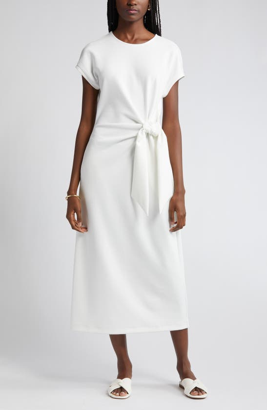 Shop Nordstrom Tie Waist Midi Dress In Ivory Cloud