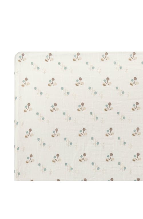 CRANE BABY Avery Print Organic Cotton Muslin Fitted Crib Sheet in Poppy Flower at Nordstrom