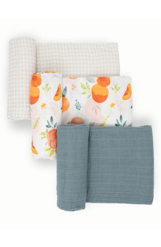 Little Unicorn 3-pack Organic Cotton Muslin Swaddle Blankets In Georgia Peach 2