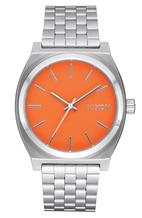 Shop Nixon The Time Teller Bracelet Watch, 37mm In Silver/mandarin