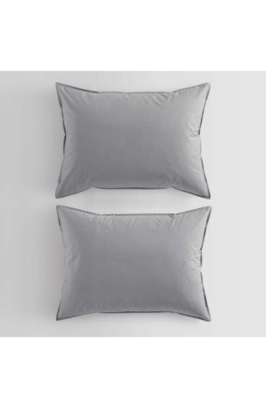 Calvin Klein Washed Percale Duvet & Shams Set In Light Grey