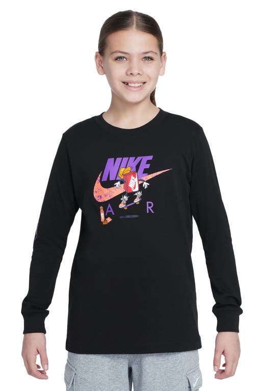 Shop Nike Kids' Sportswear Air Long Sleeve Cotton Graphic T-shirt In Black