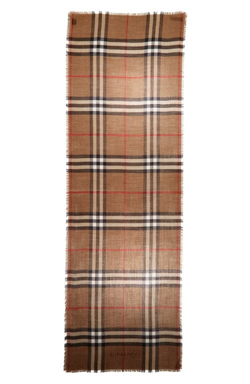Burberry Giant Check Wool & Silk Scarf In Brown