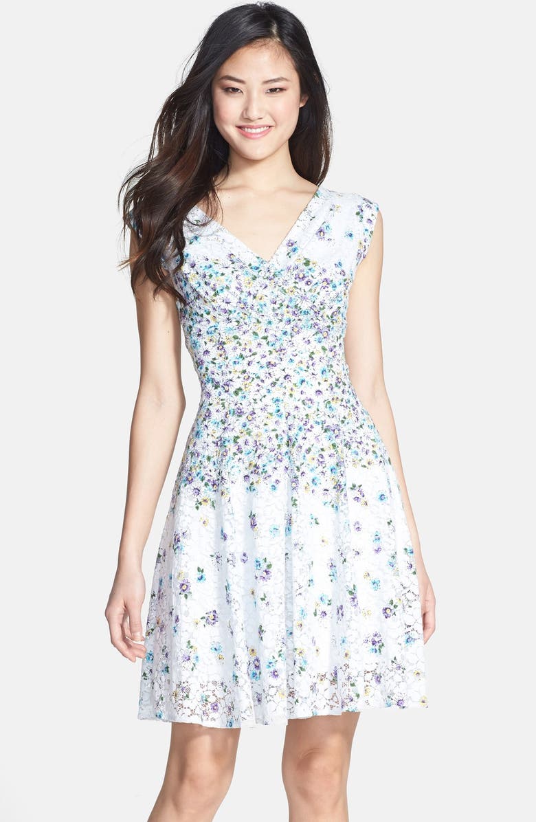 Betsey Johnson Print Lace Fit & Flare Dress | Nordstrom