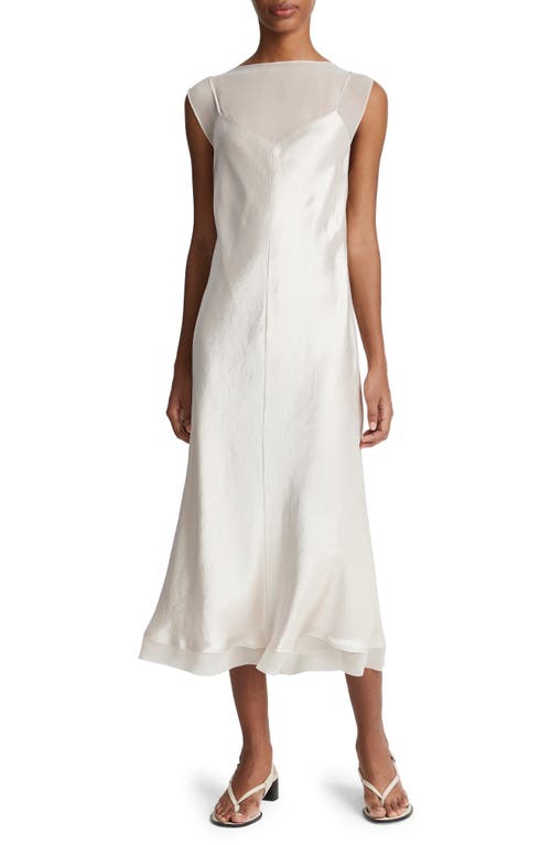 Vince Chiffon & Hammered Satin Slipdress Champagne at Nordstrom,