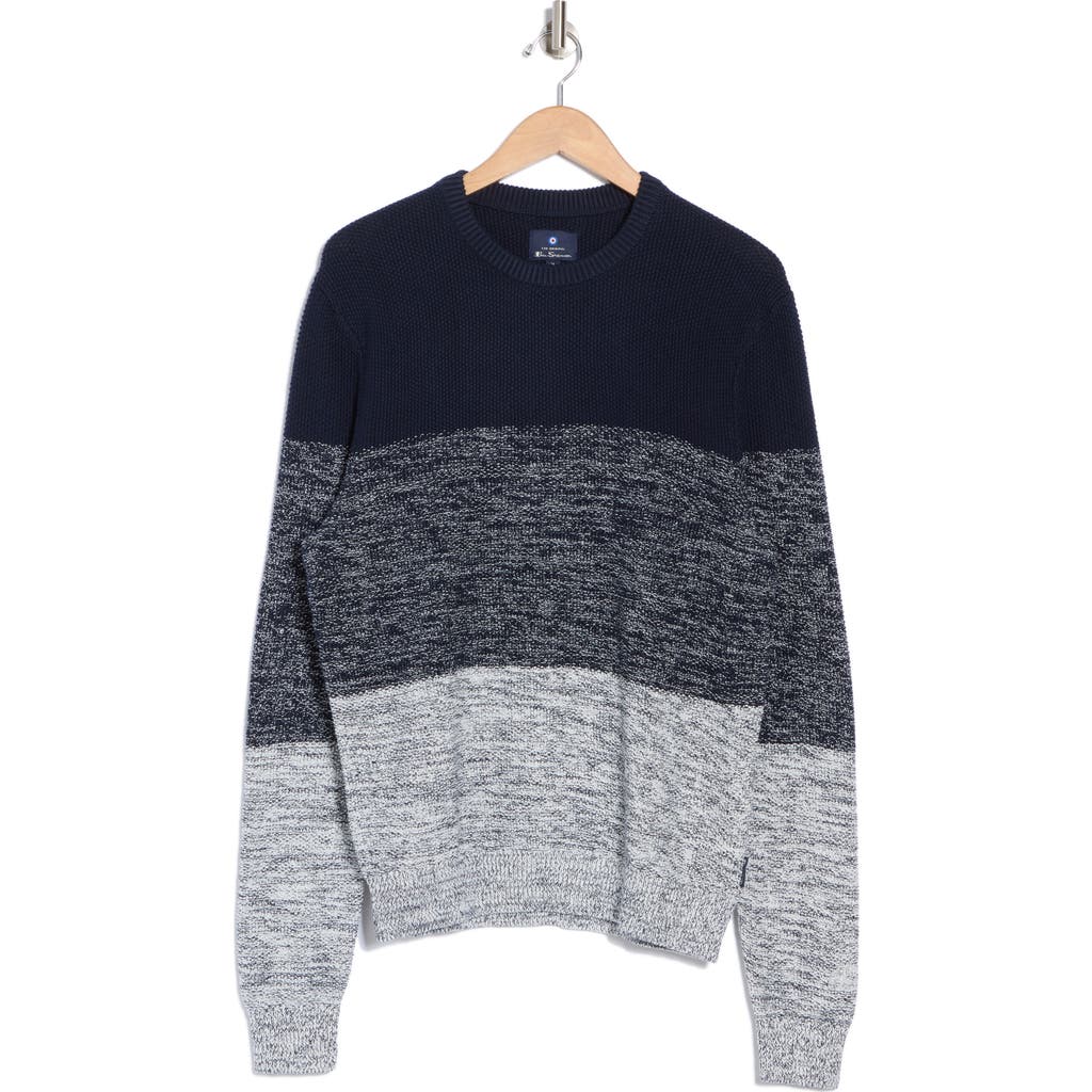 Ben Sherman Space Dye Crewneck Sweater In Navy Blazer