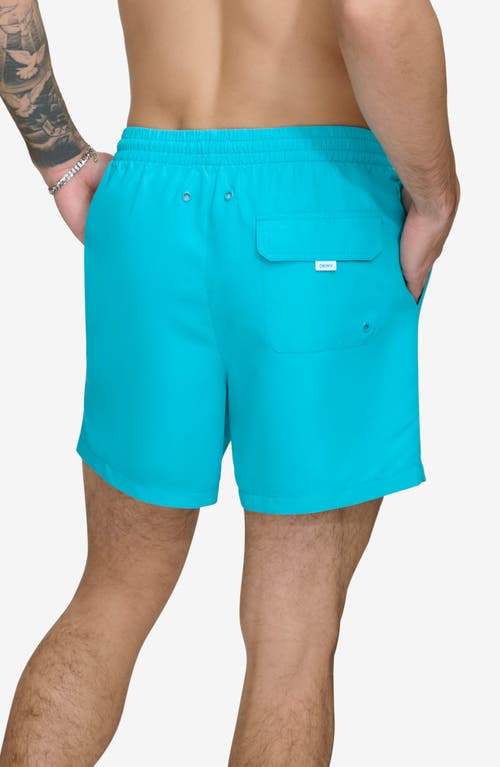 Dkny Core Solid Swim Trunks In Turquoise