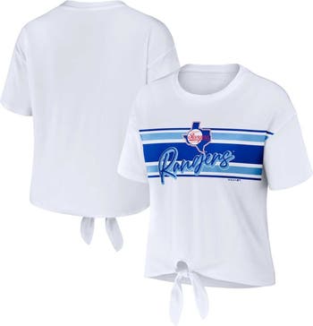 Women's Wear by Erin Andrews White Texas Rangers Front Tie T-Shirt Size: Small