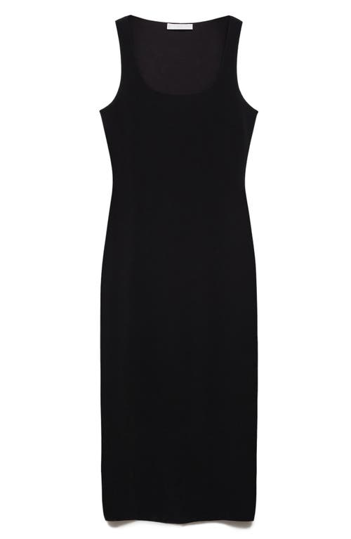 Mango Square Neck Stretch Tank Dress In Black