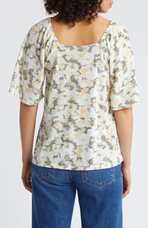 Shop Bobeau Caty Flutter Sleeve Top In Sage/yellow