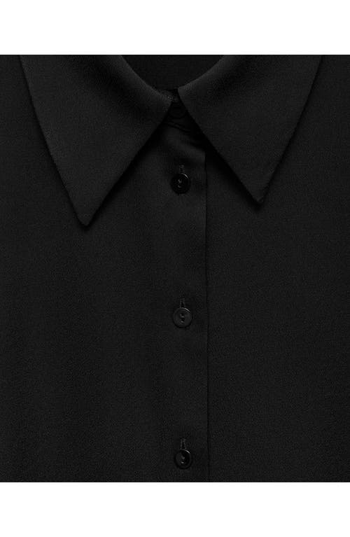 Mango Flowy Satin Button-up Shirt In Black