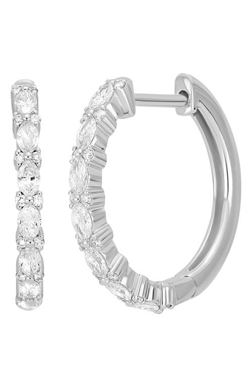 Bony Levy Getty Mixed Diamond Hoop Earrings in 18K White Gold at Nordstrom