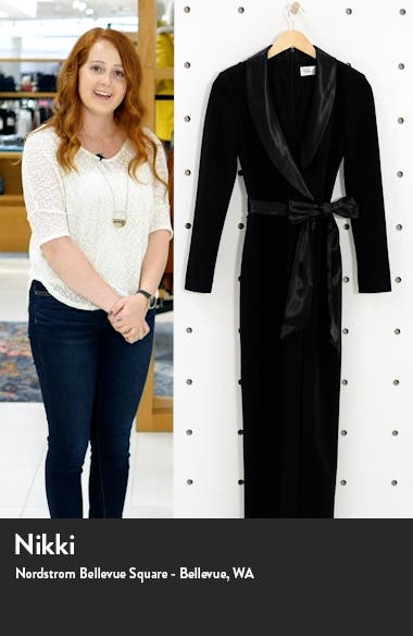 Eliza J Long Sleeve Tuxedo Gown | Nordstrom