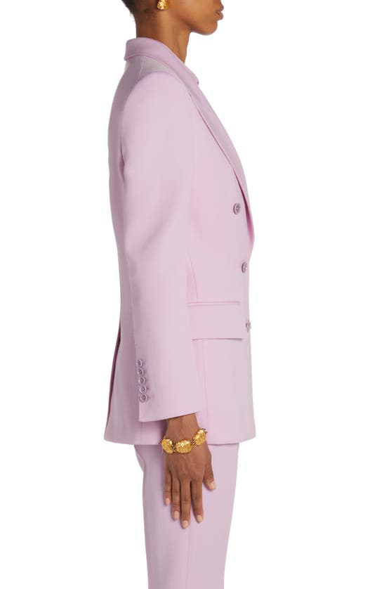 Shop Tom Ford Double Breasted Virgin Wool & Silk Twill Blazer In Crocus Petal