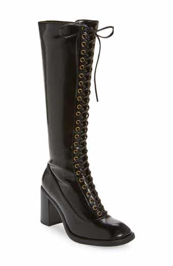 Jeffrey campbell knee 2025 high lace up boots