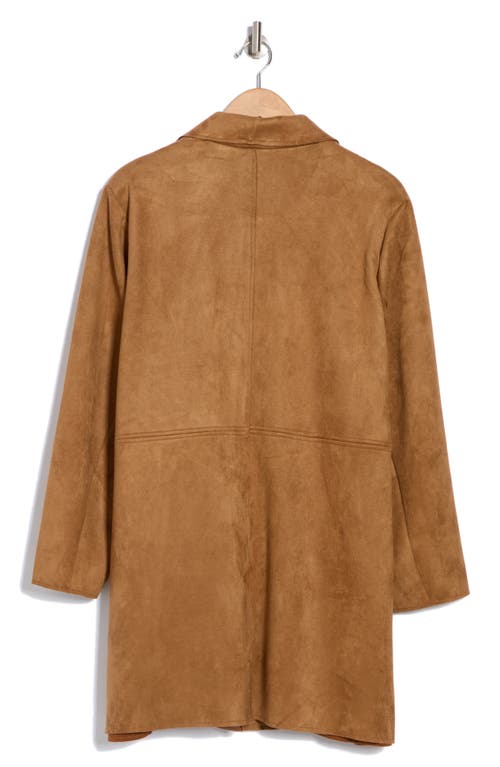 T Tahari Faux Suede Coat In Tobacco