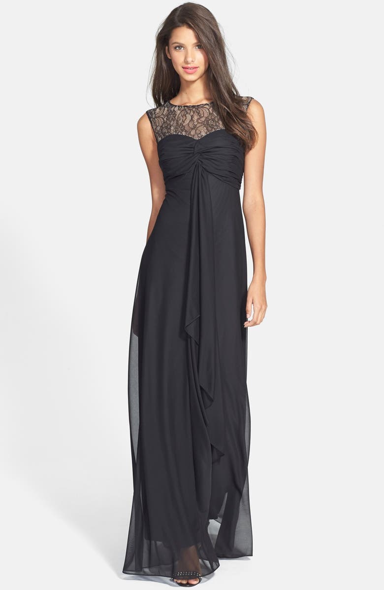 Hailey by Adrianna Papell Lace Yoke Twist Front Gown | Nordstrom