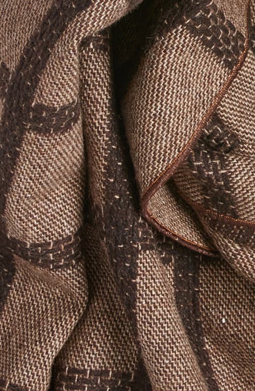Clifton Wilson Windowpane Check Wool Scarf In Brown