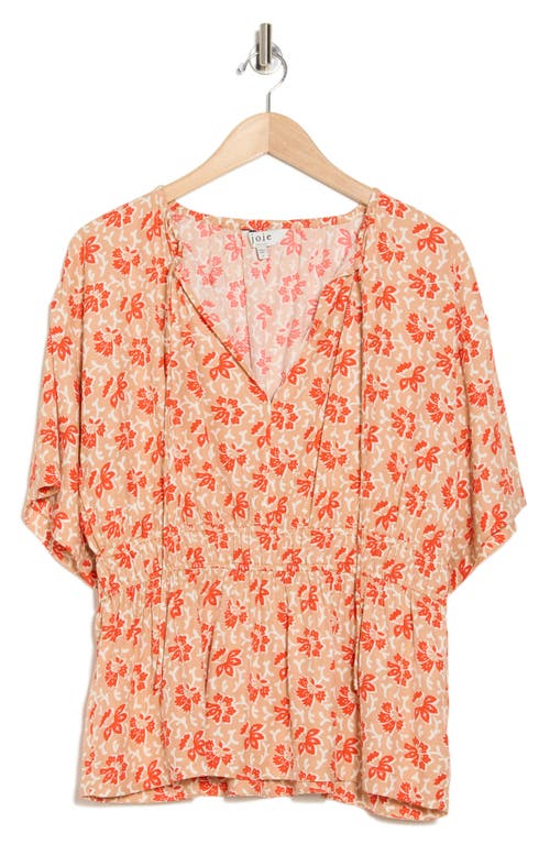 Joie Renae Short Sleeve Peplum Top In Vibrant Red Multi