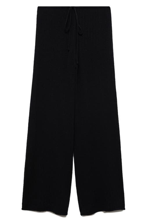 Shop Mango Openwork Straight Leg Pants In Black