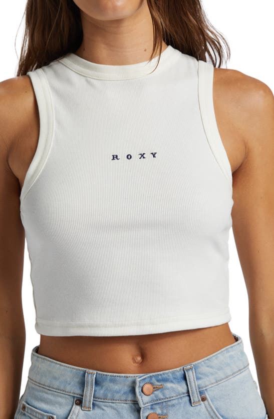 Shop Roxy Roxify Sleeveless Rib Crop Top In Egret