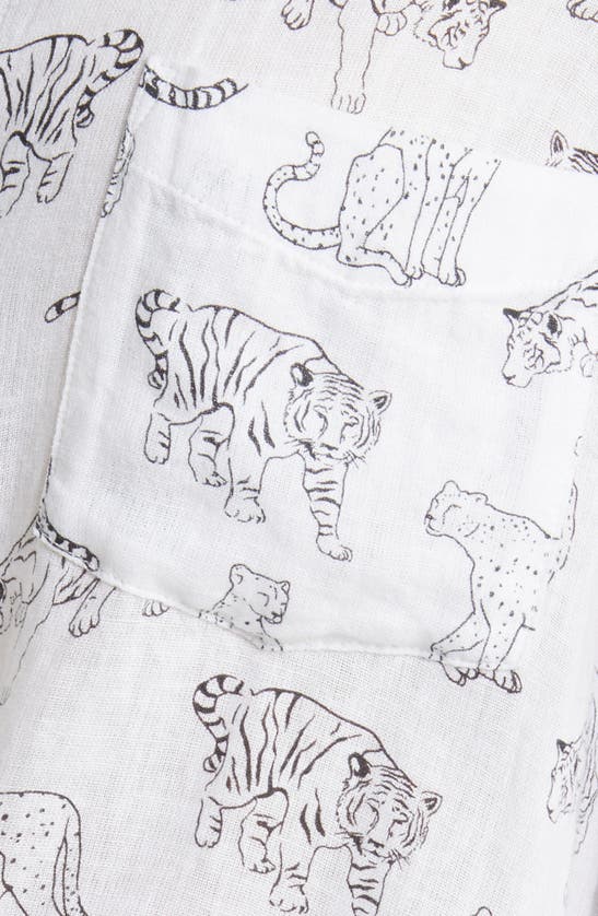 Shop Rails Charli Linen Blend Button-up Shirt In Ivory Jungle Cats