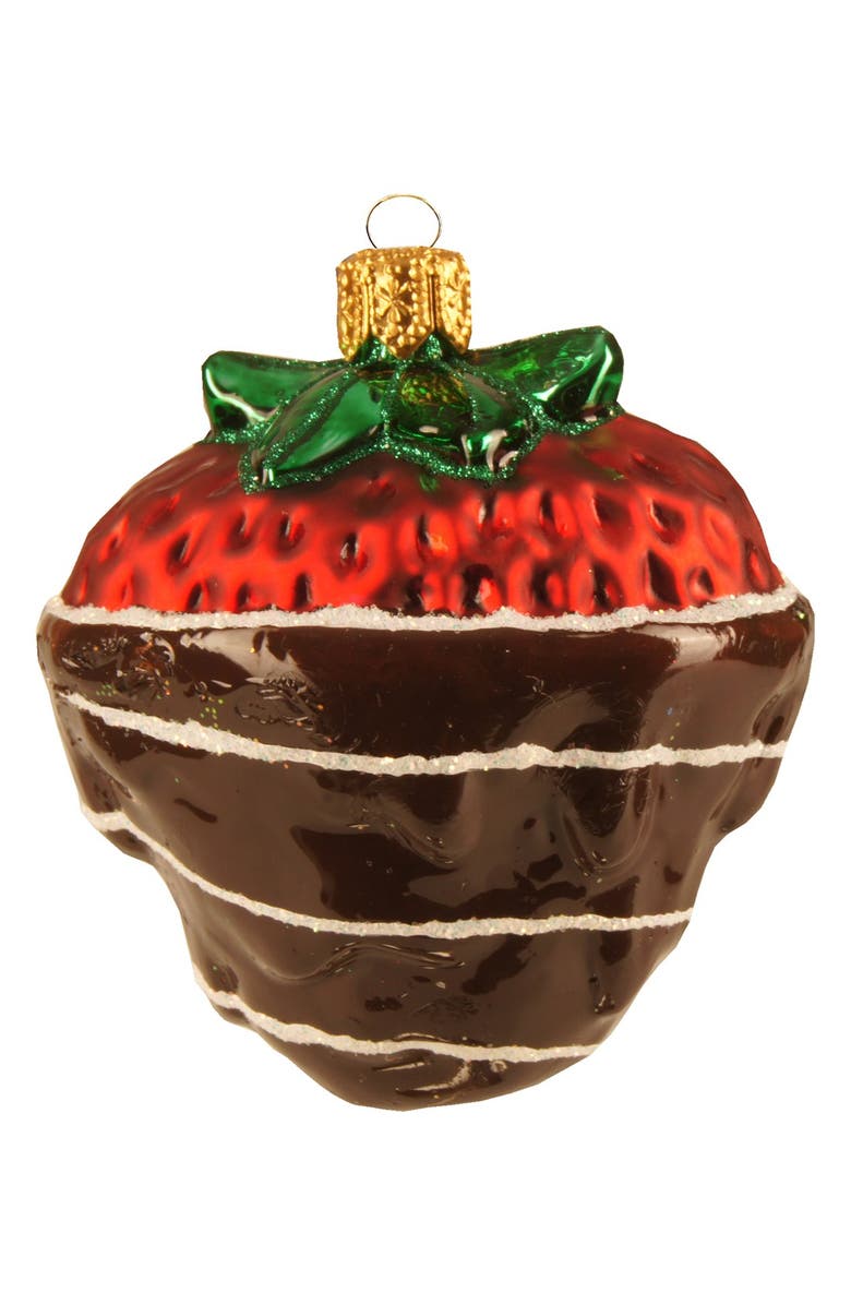 NORDSTROM at Home 'Chocolate Strawberry' Handblown Glass Ornament, Main, color, RED MULTI