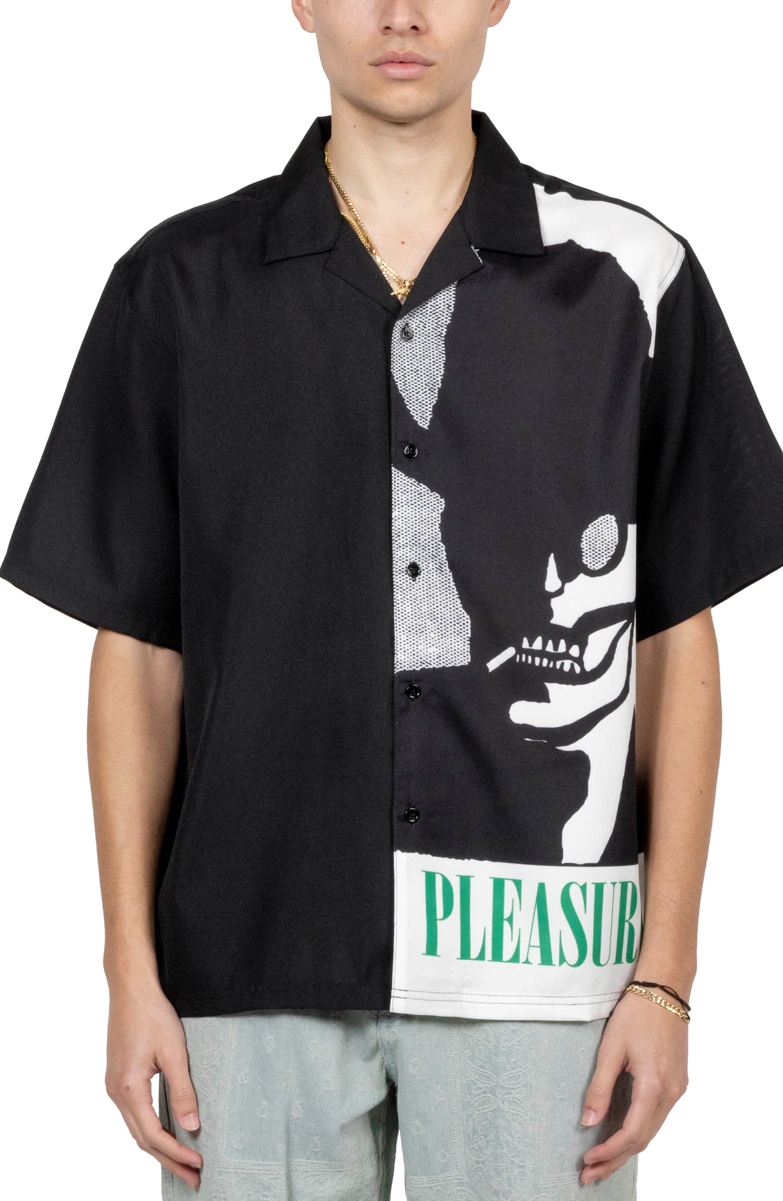 PLEASURES Immoral Short Sleeve ButtonDown Camp Shirt Nordstrom