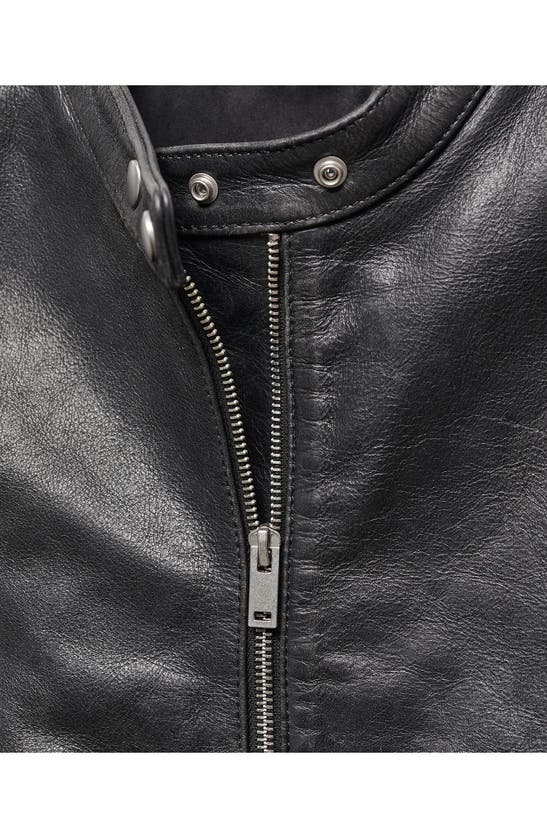 Shop Mango Leather Jacket In Black