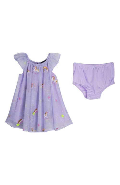 Shop Zunie Embroidered Mesh Dress & Bloomers In Purple