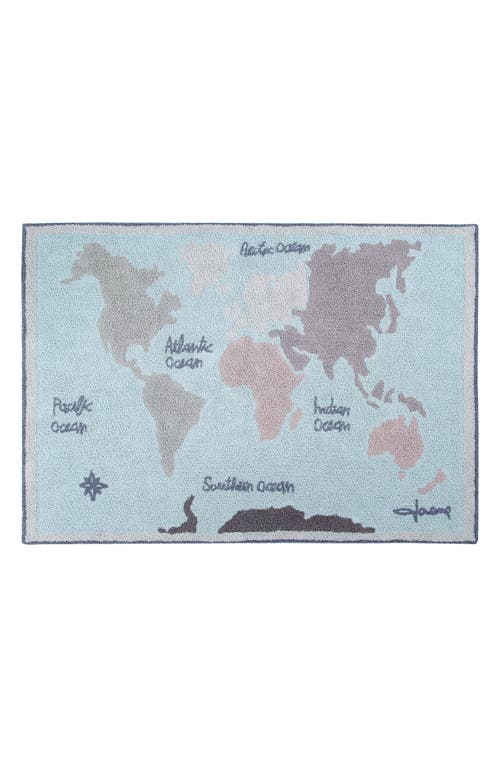 Lorena Canals Vintage Map Washable Recycled Cotton Blend Rug in Blue at Nordstrom