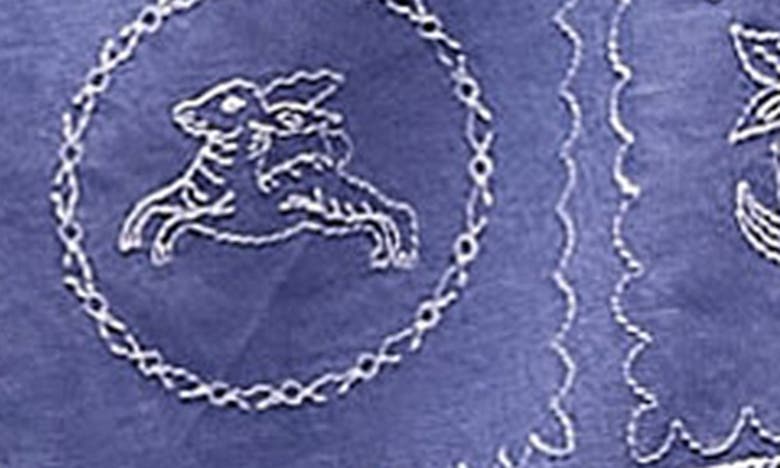 Shop Topman Cowboy Embroidered Short Sleeve Button-up Shirt In Medium Blue