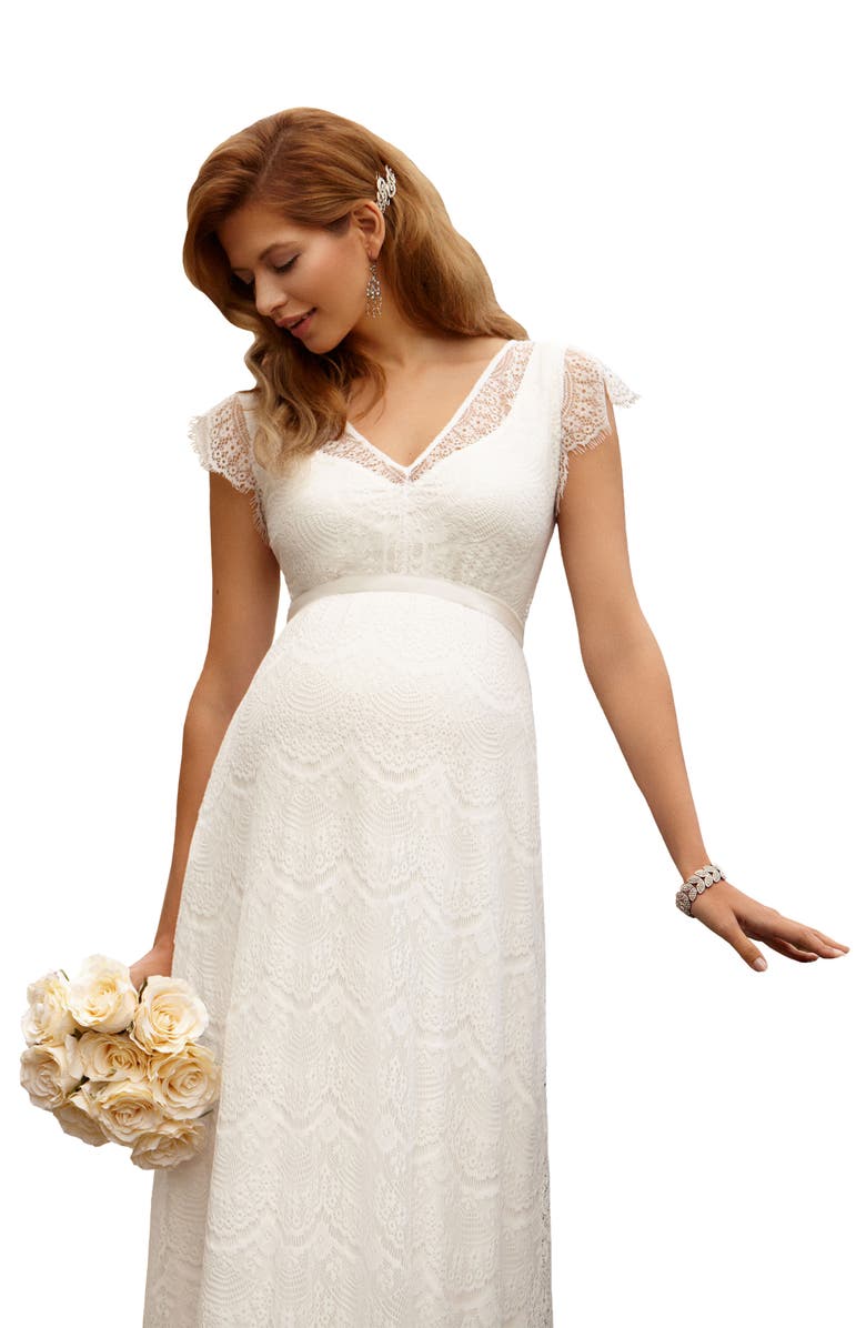 Tiffany Rose Kristin Long Lace Maternity Gown, Alternate, color, 