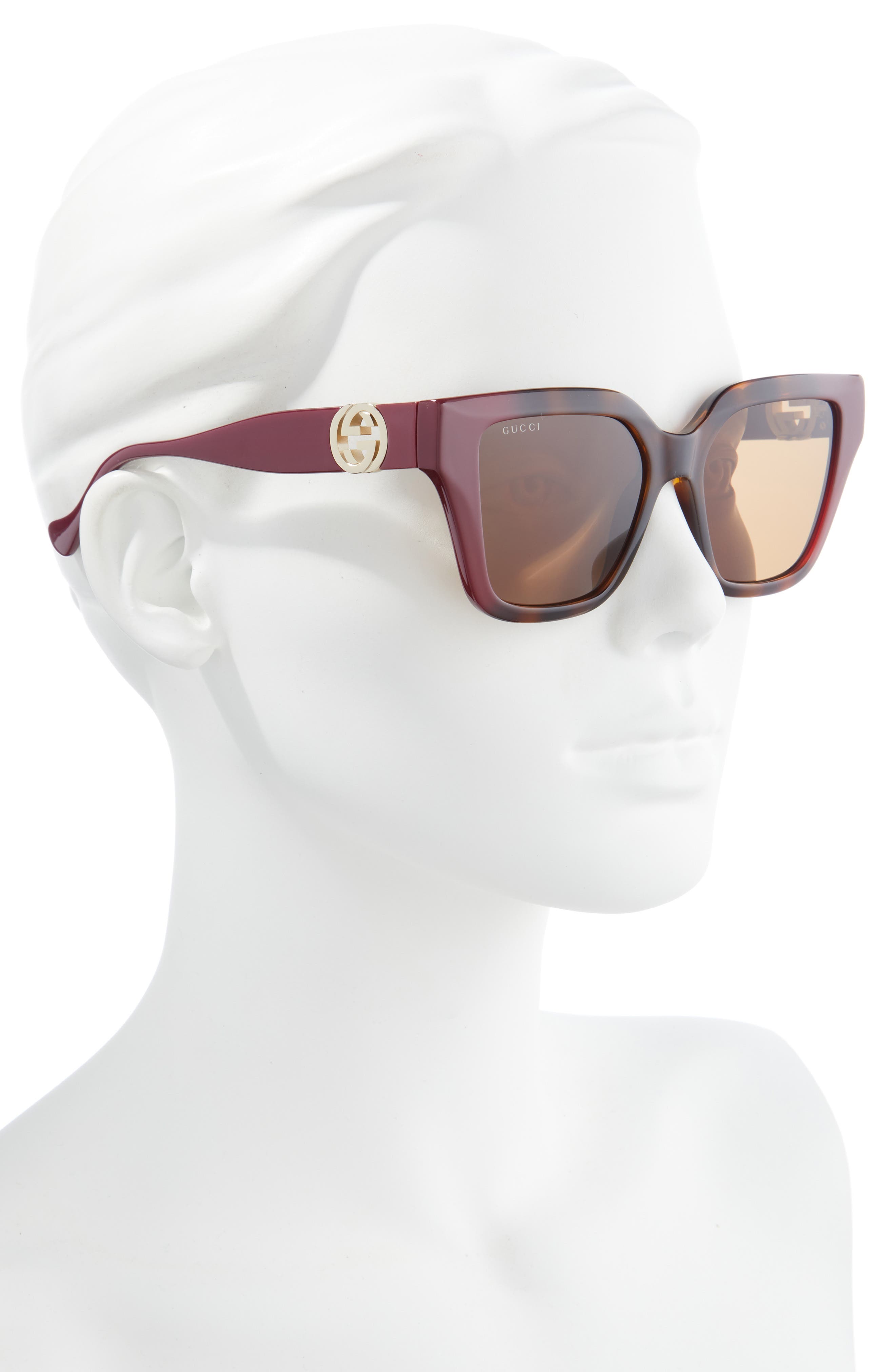 gucci 54mm square sunglasses havana