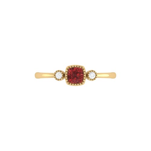 Shop Luvmyjewelry Cushion Cut Garnet & Diamond Birthstone Ring In Yellow Gold