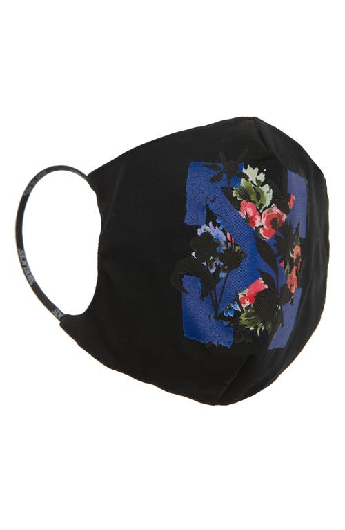 Floral Arrow Logo Adult Face Mask in Black Blue