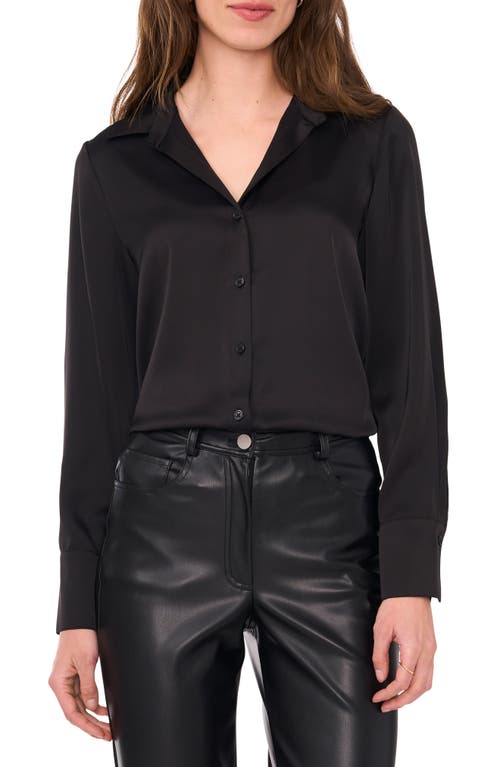 Shop Halogenr Halogen(r) Long Sleeve Satin Button-up Shirt In Rich Black