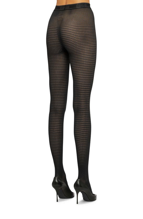 Shop Wolford Grid Net Tights In Black