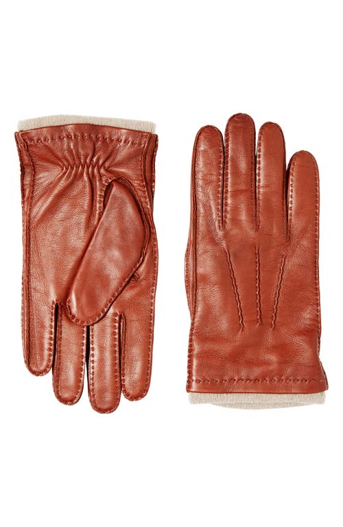 Bruno Magli Cashmere Lined Nappa Leather Gloves in Saddle